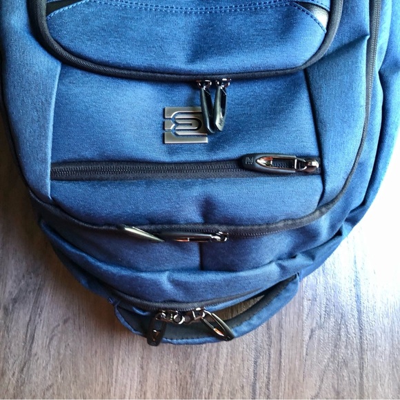 Bruno Cavalli Laptop Backpack Blue 15.6 Inch USB Charging Pockets Padded - Picture 2 of 11